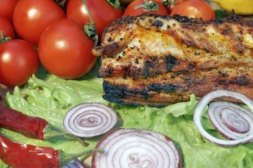 Grilled Pork Brisket and Fresh Vegetables, XXXL