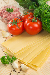 Ingredients for lasagna