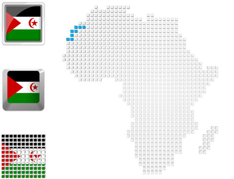 Western Sahara on map of Africa