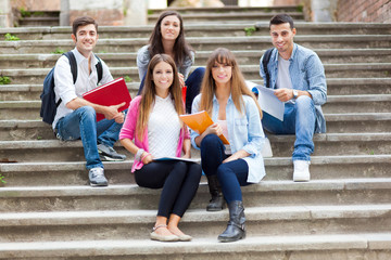 Group of students sitting outdoor