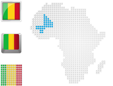 Mali on map of Africa