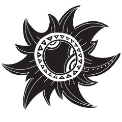 Sun isolated on white. Vector art