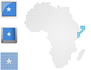 Somalia on map of Africa