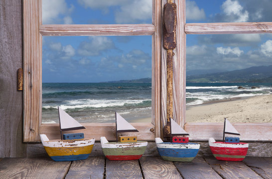 Fototapeta Sommerurlaub: Kreuzfahrtreise - Hintergrund Meer mit Booten