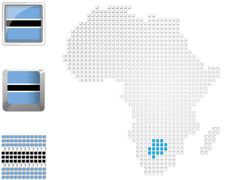 Botswana on map of Africa