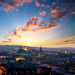 Sunset view of Edinburgh, UK