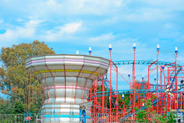 swing ride and rollercoaster