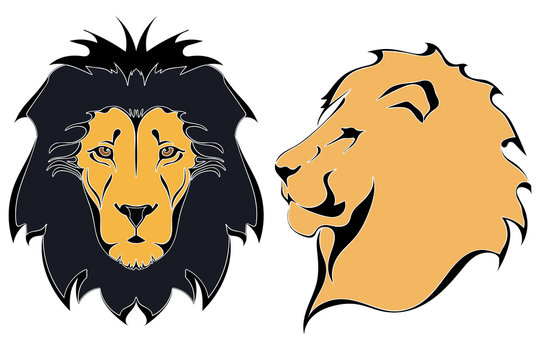 Cartoon lion heads