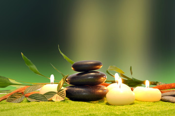 candles and stones for spa
