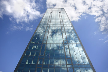 Office building on blue sky background