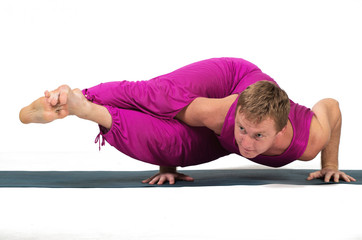 Man making yoga figure