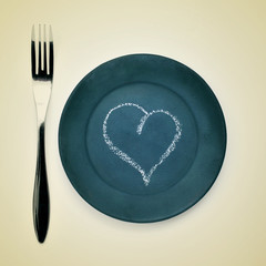 fork, plate and heart