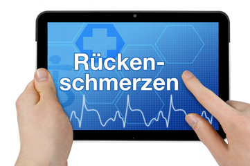 Tablet mit Interface und Rückenschmerzen