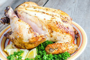 Grilled whole chicken