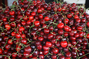 fresh cherries natural on the street market