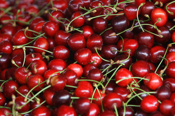 fresh cherries natural on the street market