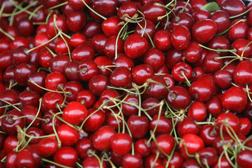 fresh cherries natural on the street market