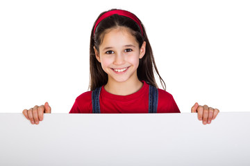 Girl with emtpy banner