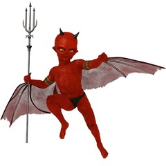 Mischievous red skinned winged imp