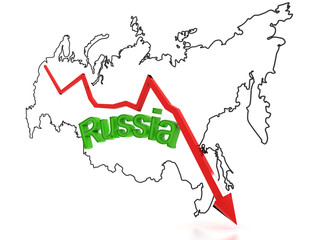 Down arrow on a background map of Russia  №7