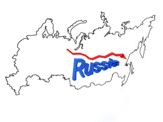 Down arrow on a background map of Russia №4