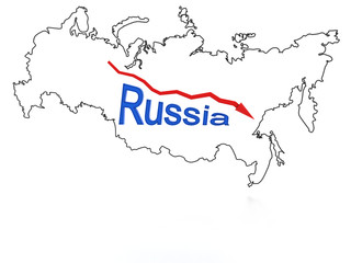 Down arrow on a background map of Russia №4