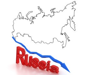 Down arrow on a background map of Russia №2