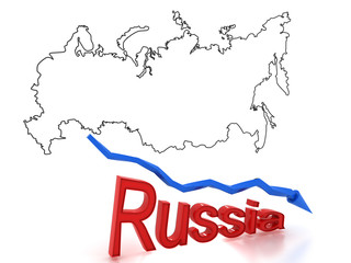 Down arrow on a background map of Russia  №3