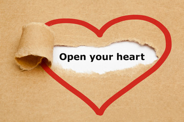 Open Your Heart Torn Paper - obrazy, fototapety, plakaty