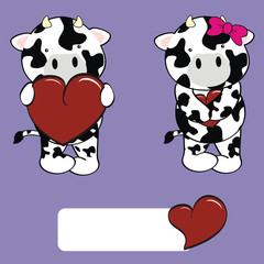 cow baby boy and girl cartoon set