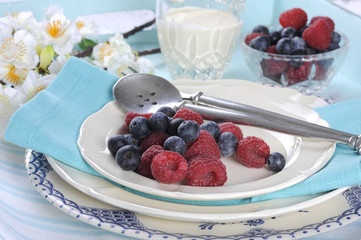 Beautiful vintage retro style aqua dessert tray setting
