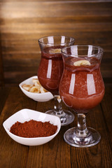 Cocktails with banana and chocolate