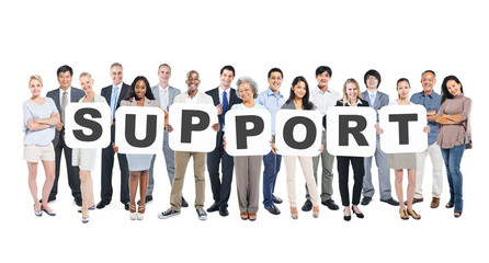 Group of Diverse People Holding Word Support
