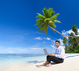 Businessman working on a laptop