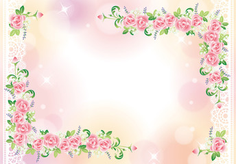 薔薇　リボン　枠