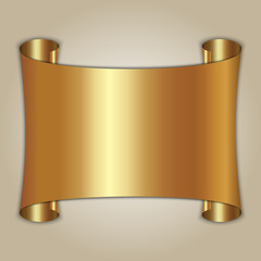 Vector abstract golden plate on beige background