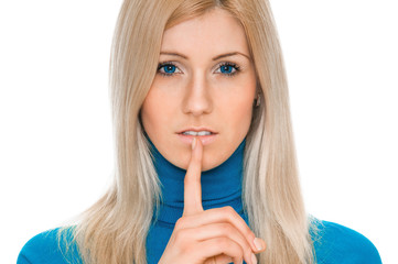 Naklejka premium Woman shows sign of silence