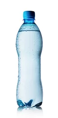 Fototapeten Blue bottle of pure water with drops © alexlukin