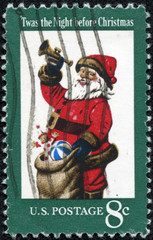Christmas postage stamp  show Santa Claus