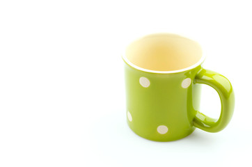 Green mug isolated white background