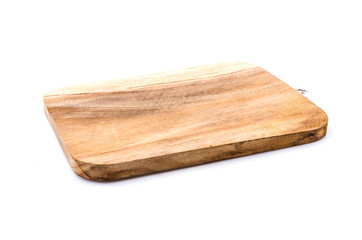 Wood cutting board isolated white background