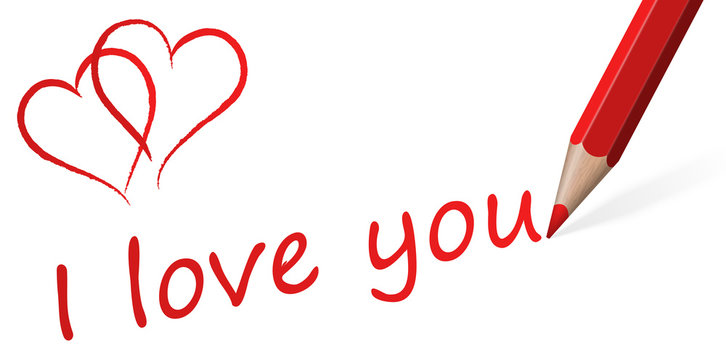 Stift mit Text " I love you "