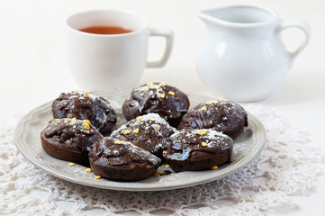 Chocolate cupcake on the plate