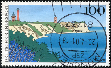 stamp shows Rugen Island, Scenic Region in Germany