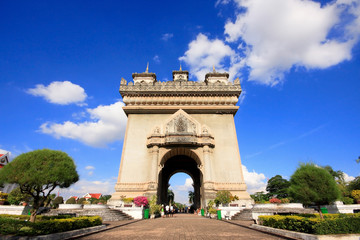 Patuxai Arch monument in Laos Vientiane