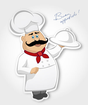 Male chef isolated on a light background. Vector sticker