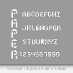 Origami alphabet letters and numbers.Vector illustration EPS10