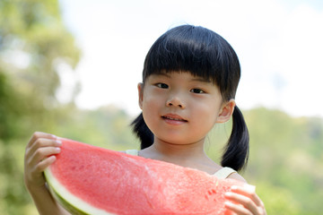 Child with watermelon