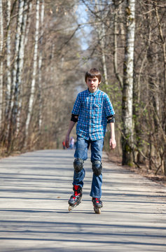 Boy roller skating