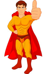 Superhero cartoon giving thumb up
